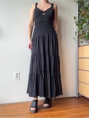 Anthropologie dark grey layered maxi dress - size S